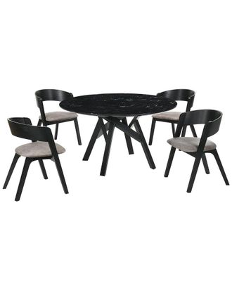 Armen Living Venus And Jackie 5Pc Marble Round Dining Set