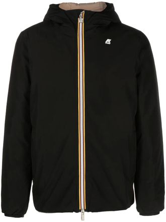 K-Way logo-print padded jacket - men - Polyester/Polyamide/Duck Down/Duck Feathers - S - Black