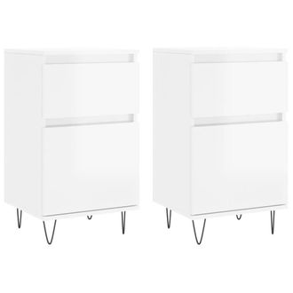Berkfield Home Sideboards 2 pcs High Gloss White 40x35x70 cm Engineered Wood | Size: 40 x 35 x 70 cm