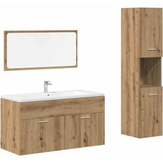vidaXL Vidaxl - Juego De Muebles Ba&ntilde;o 3 Piezas Madera Ingenier&iacute;a Roble Artisan