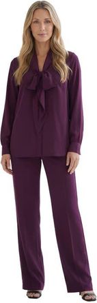 Roaman's Long Sleeve Bow Blouse in Dark Berry at Nordstrom, Size 44