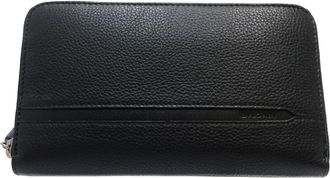 Bulgari Black Leather Long Wallet (Bi-Fold) (Pre-Owned)