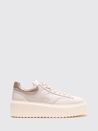 Hogan Sneakers H-Stripes bicolori in pelle liscia e laminata con suola platform