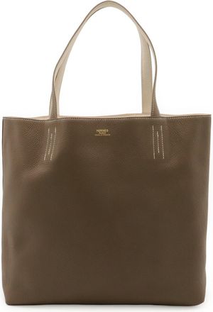 Herm&egrave;s Etoupe Gray Taurillon Clemence Leather Shoulder Bag Tote Bag (Pre-Owned)