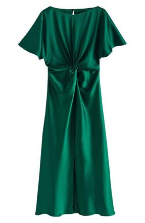 Next Center Twist Satin Midi Dress in Green at Nordstrom, Size 4 Us