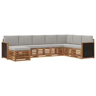 vidaXL Conjunto De Sof&aacute;s De Exterior 6 Pcs Natural Y Gris Claro Vidaxl