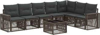 vidaXL Conjunto De Sof&aacute;s De Jard&iacute;n 8 Uds. Gris Y Gris Oscuro Vidaxl