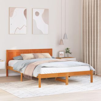 Berkfield Home Pine Wood Bed Frame Wax Brown Solid Pine Wood 150 x 200 cm