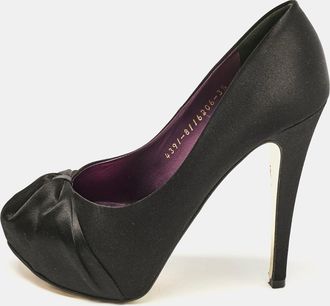 Gina Black Satin Clair Platform Pumps