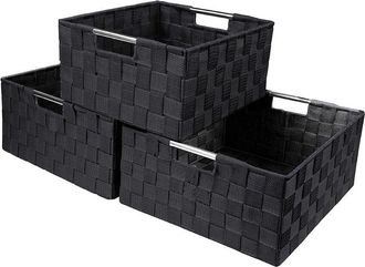 Sorbus Set Of 3 Double Woven Basket Bins