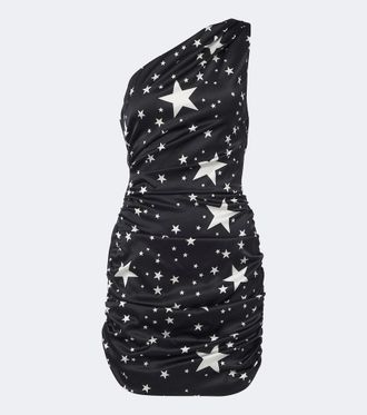 Dolce & Gabbana One-shoulder printed silk-blend minidress