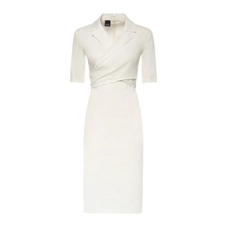 Pinko Midi Dresses, female, White, Size: S Allyson Abito Lino Stretch