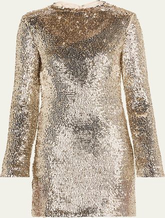 SIMKHAI Opal Sequined Long-Sleeve Mini Dress