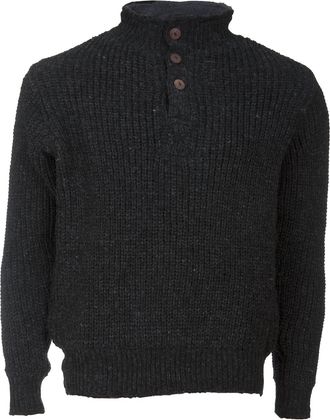 Deproc Strickfleecejacke DEPROC ACTIVE Wollpullover mit Fleece ELKFORD MEN, Herren, Gr. L (52), anthrazit, 100% Schurwolle, Jacken Strickfleecejacke