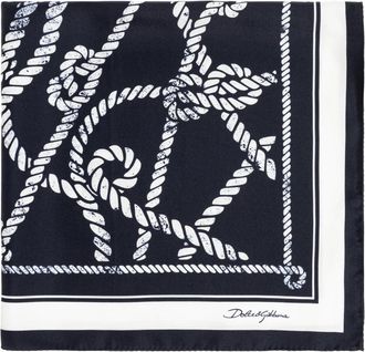 Dolce & Gabbana 70x 70 Marina-print Zijden Sjaal - Heren - Zijden sjaals - Zwart - ONE Size - Accessoires