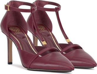 Vince Camuto Branor Heels Womens Chianti Leather Ankle Strap Pump ZOGG351