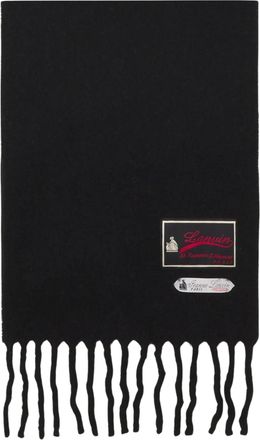 Lanvin Black Knitted Fringed Alpaca Scarf