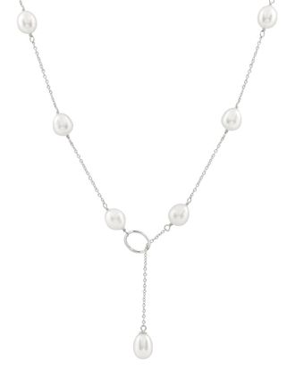 Splendid Pearls Rhodium Plated 7-8Mm Pearl Lariat Necklace