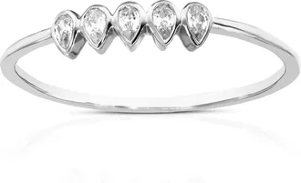 Vir Jewels 1/2 cttw Pear Lab Grown Diamond 5 Stone Engagement Ring in 14K White Gold For Women
