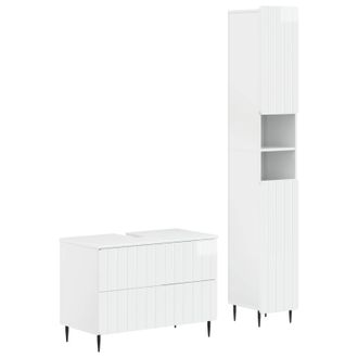 vidaXL Juego De Gabinete De Ba&ntilde;o De 2 Piezas Zwolle Blanco Brillante Vidaxl