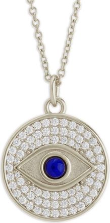 Sterling Forever Pav&eacute; Evil Eye Pendant Necklace in Silver at Nordstrom
