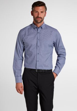 Eterna Langarmhemd ETERNA MODERN FIT, Herren, Gr. 48, Normalgr&ouml;ssen, blau, Twill, 100% Baumwolle, tailliert, Manschette, Hemden Langarmhemd, NON IRON (b&uuml;gelf