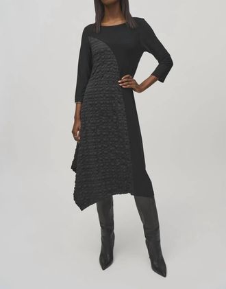 Joseph Ribkoff Knit And Jacquard Handkerchief Dress In Black