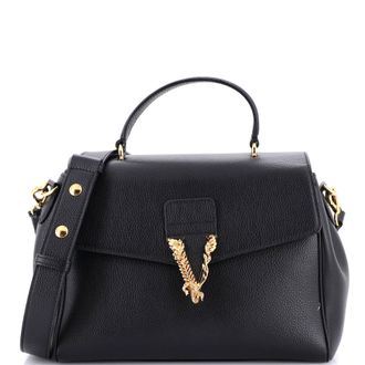 Versace Virtus Convertible Top Handle Bag Leather Medium