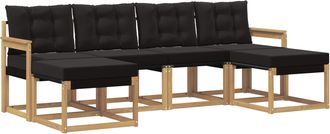 vidaXL Conjunto De Sof&aacute;s De Exterior 6 Uds. Blanco Y Negro Vidaxl