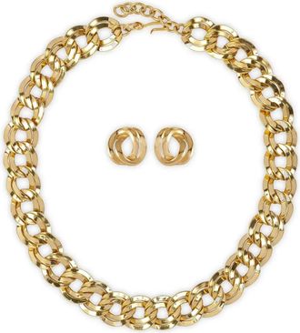 Monet Jewelry Set con catena in maglia barbazzale anni 80 - Oro