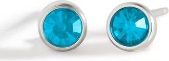 Mint & Lily Birthstone Bezel Studs in Silver /March Aquamarine at Nordstrom