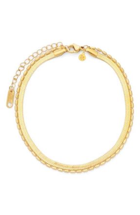Petit Moments Salem Layered Snake & Bead Chain Anklet in Gold at Nordstrom
