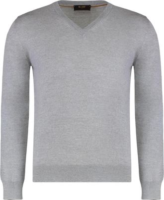 Moorer Maglione Cantoni con scollo a V - Grigio
