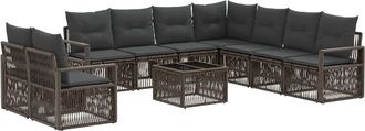vidaXL Conjunto De Sof&aacute;s De Jard&iacute;n 10 Uds. Gris Rat&aacute;n Sint&eacute;tico Vidaxl