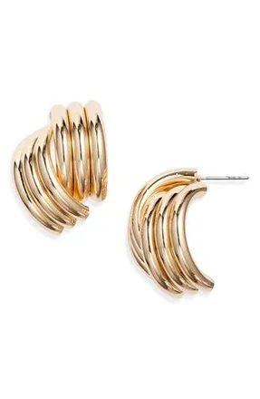 Open Edit Ribbed Metal Earrings in Gold at Nordstrom Rack