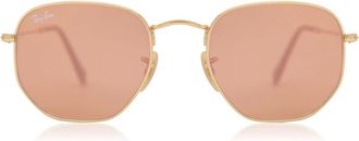 Ray-Ban RB3548N Hexagonal Metal Flat Lenses 001/Z2 Mens Sunglasses Gold Size 48
