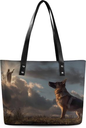 Generic German Shepherd God Tote Bags for Women Cute Shoulder Purses Handbags