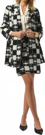 Joseph Ribkoff Checkered Jacquard Jacket In Black/ Cream