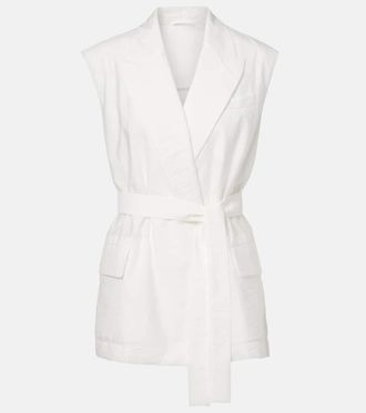 Brunello Cucinelli Belted cotton-blend vest