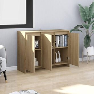 Berkfield Home Sideboard Sonoma Oak 102x33x75 cm Engineered Wood in Beige | Size: 102 x 33 x 75 cm