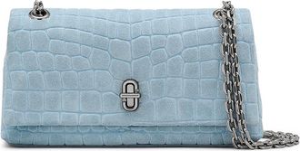 Marc Jacobs The Suede Croc Dual Chain Min Ibag Cross Body Womens Handbags Blue Mist, Chain/Crocodile/Polyester