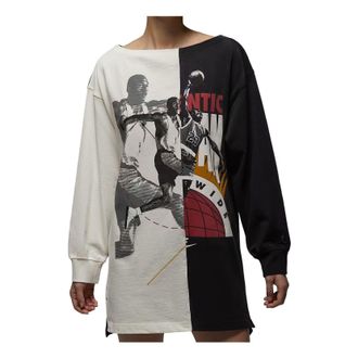 Nike Jordan (WMNS) Air Jordan Flight Printed Long-Sleeved Dress Asia Sizing Sail White Black IO3101-133