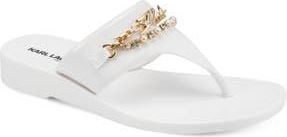 Karl Lagerfeld Vesperina Embellished Flip Flop in Bright White at Nordstrom Rack, Size 10