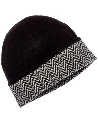 Amicale Cashmere Herringbone Cuff Cashmere Hat
