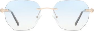 SmartBuy Collection Geometric Rimless Plastic Mens Sunglasses Gold Size 53 - Free Lenses - SmartBuy Collection
