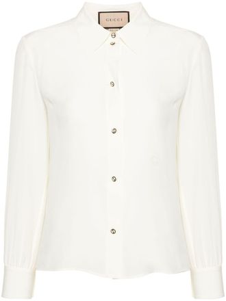Gucci logo-embroidered silk shirt - White