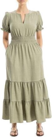 Max Studio Tiered Crepe Maxi Dress in Grey/Sage at Nordstrom Rack, Size X-Large