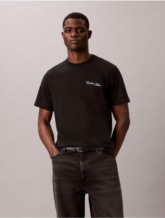 Calvin Klein Jeans Calvin Klein Mens Embroidered Calligraphy Easy Tee - Black - M