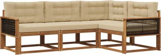 vidaXL Conjunto De Sof&aacute;s De Exterior 4 Uds. Natural Y Beige Vidaxl