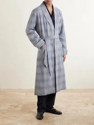 Derek Rose Kelburn 52 Belted Checked Cotton Robe